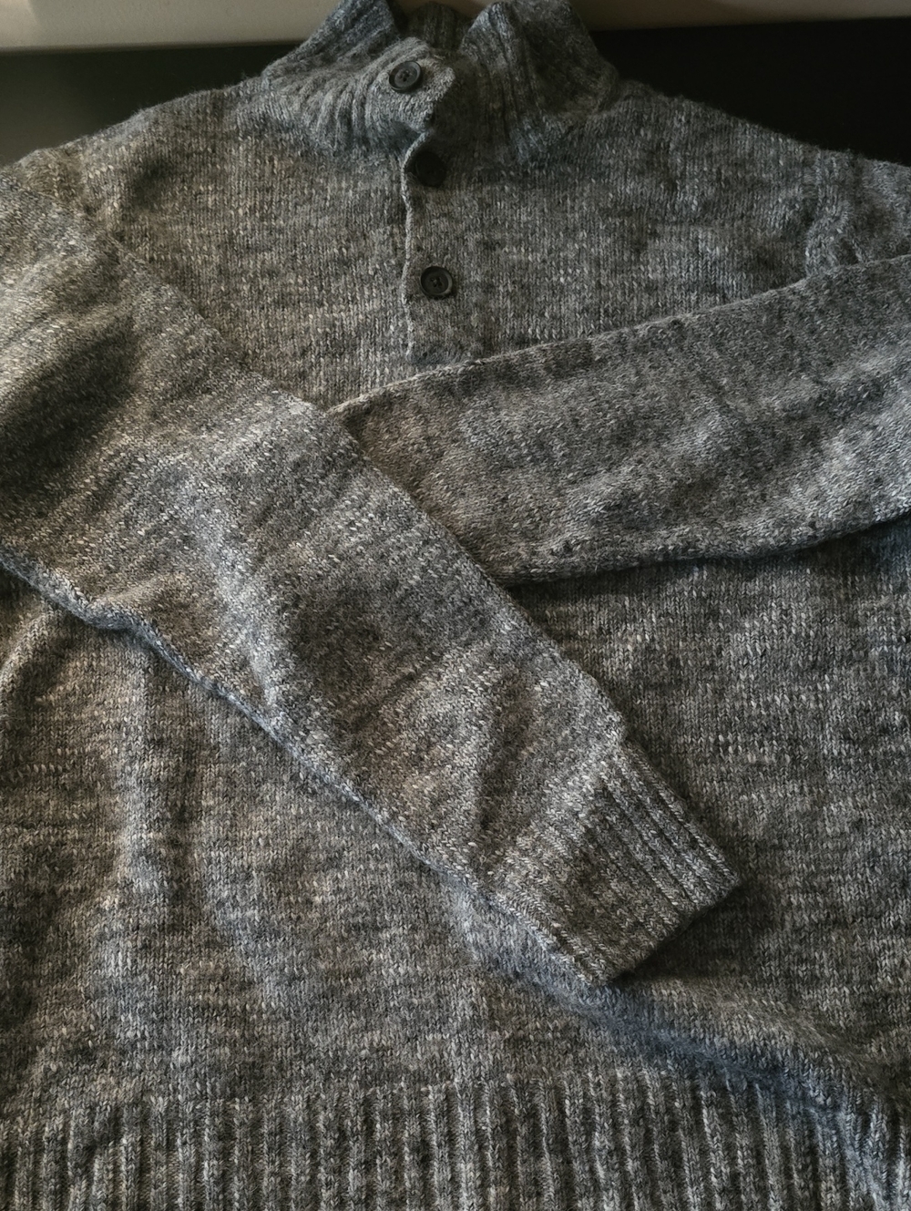 GAP Men's XXL Wool Alpaca Blend Button Mock Neck Henley Sweater Grey Marled